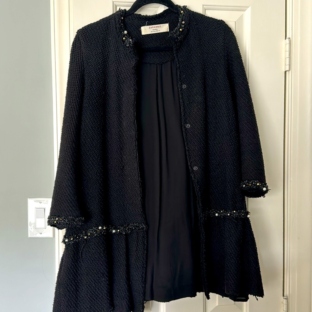 Zara Black Women’s Beaded Sweater Top in Cotton Size Large